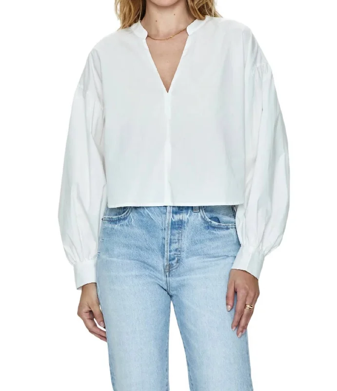 Lou Puff Sleeve Shirt In Le BlancEmbellished Shirts