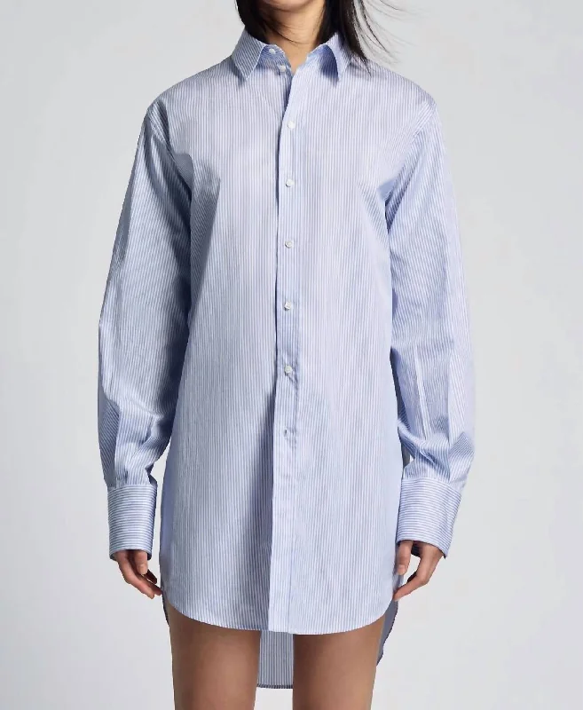 Marcella Long Shirt In White/bluePerformance Shirts