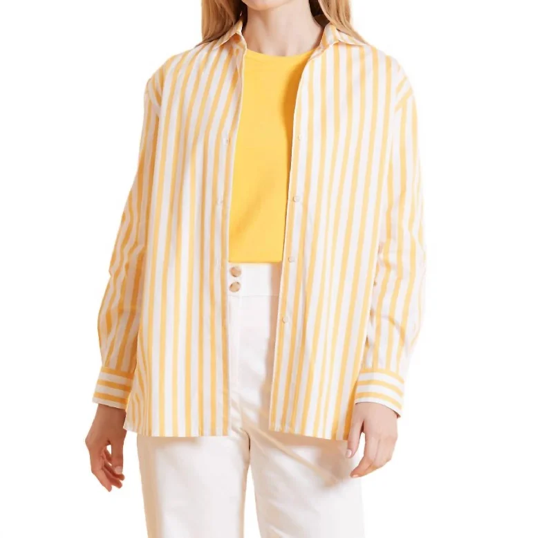 Natalie Stripe Shirt In YellowRibbed Cuff Shirts