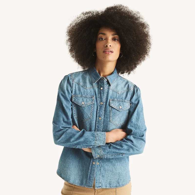 Nautica Womens Western Denim ShirtHooded Shirts