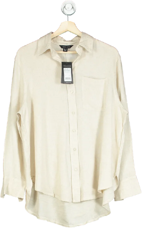 New Look Beige Lottie Linen Shirt UK 8Dress Shirts