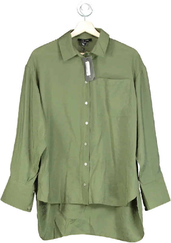 New Look Khaki Green Collar Long Sleeve Shirt UK 12Glitter Shirts