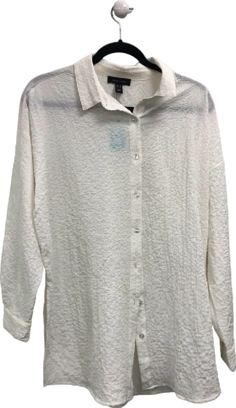 New Look White Textured Button-Up Shirt UK SRelaxed Fit Shirts