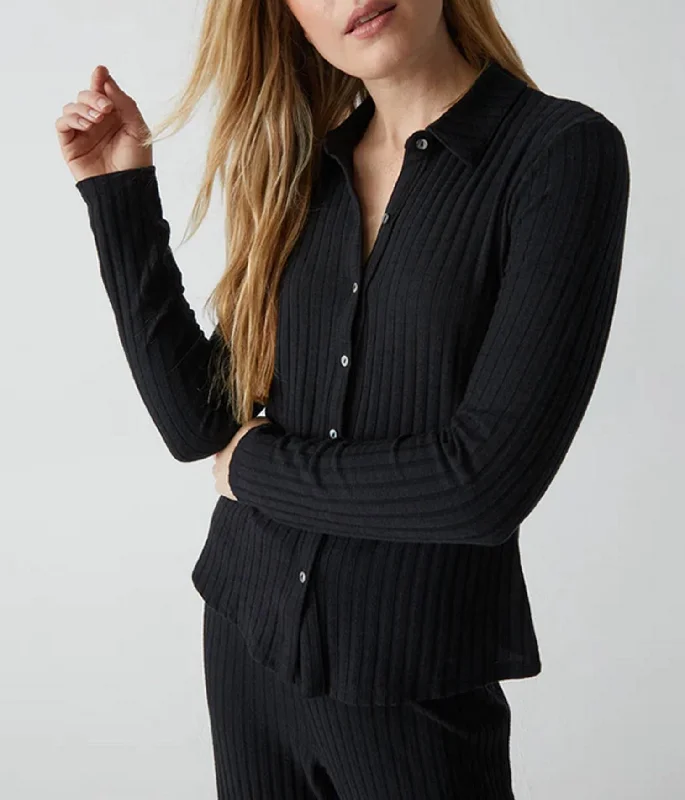 Paulina Jasper Button Down Shirt In BlackRecycled Fabric Shirts