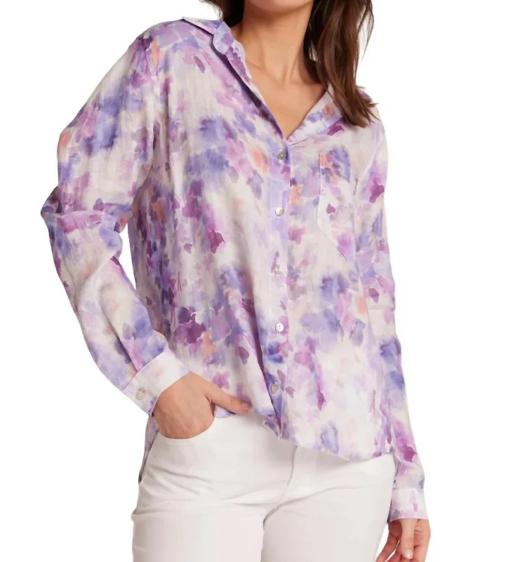 Pocket Button Down Shirt In Iris Floral PrintCompression Shirts