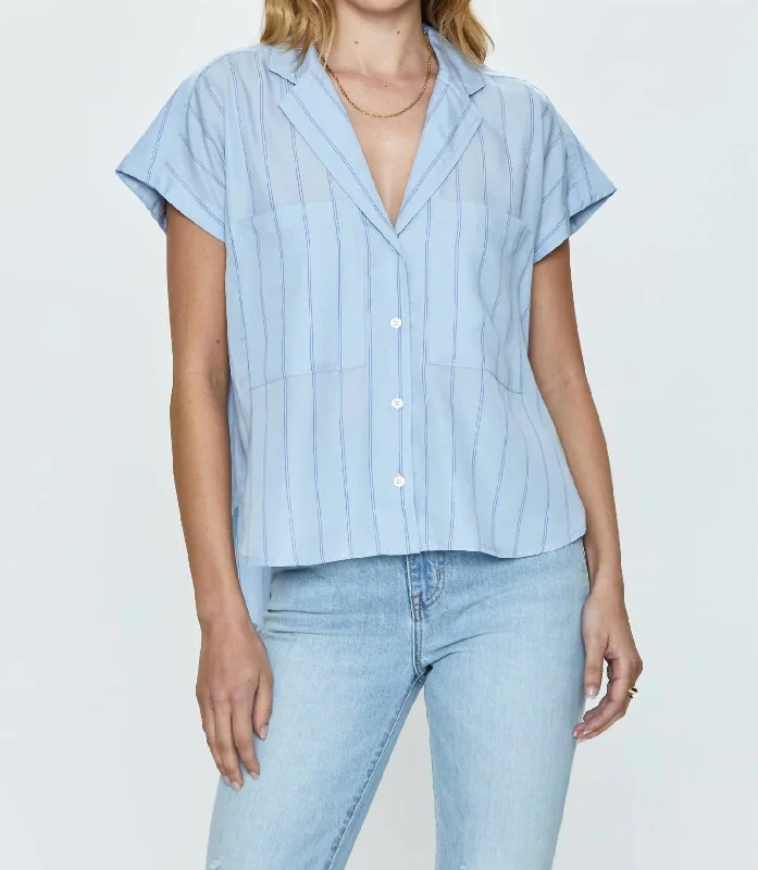 Sabine Button Shirt In Sky Wide StripeStriped Shirts