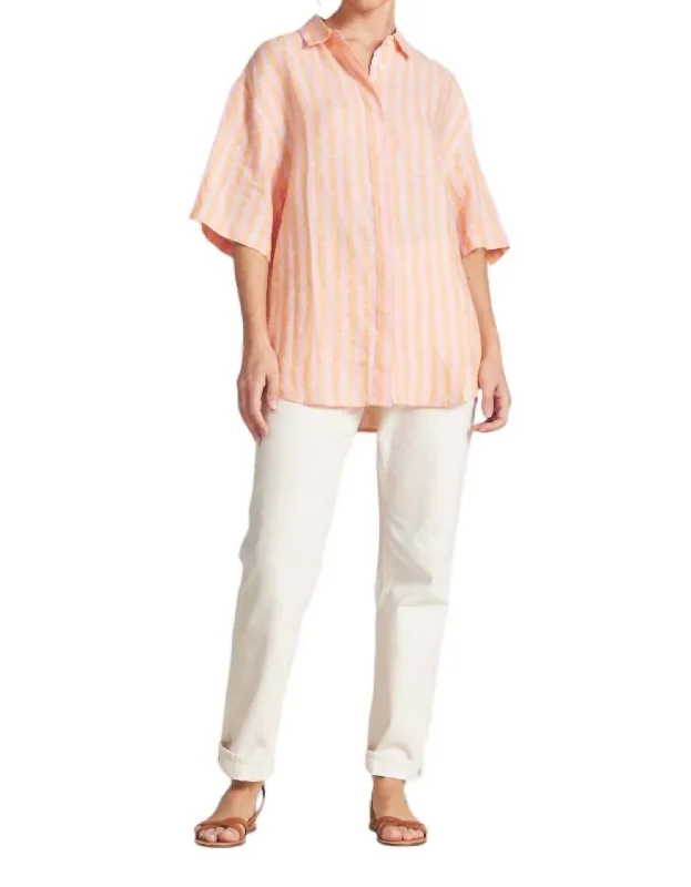 Sienna Button Down Shirt In Creamsicle StripeSilk Shirts