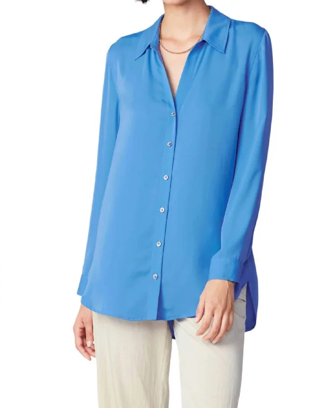 Spread Collar Button Down Shirt In Azure BlueButton-Up Shirts