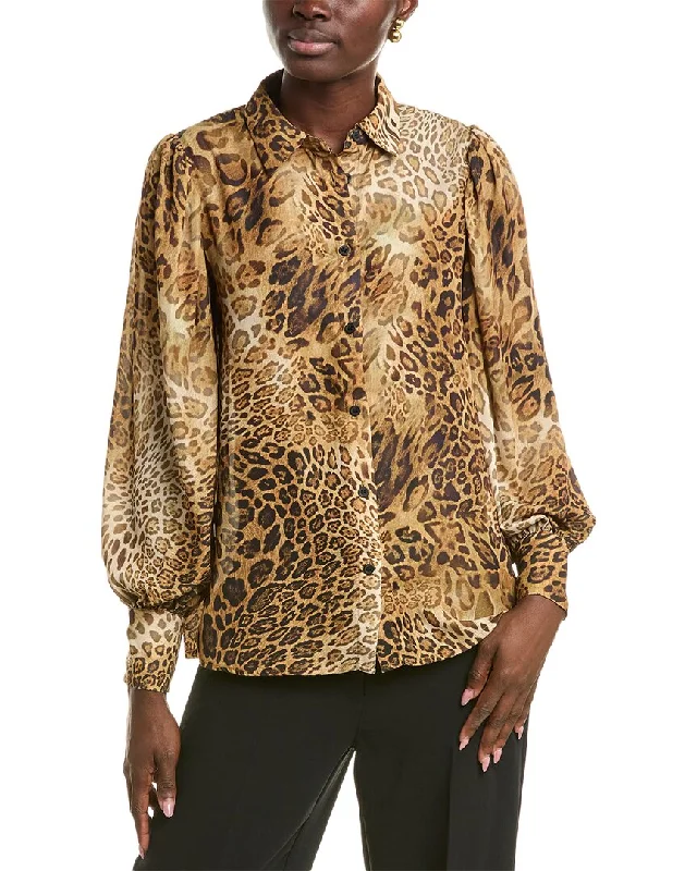 T Tahari Printed Woven ShirtGlitter Shirts