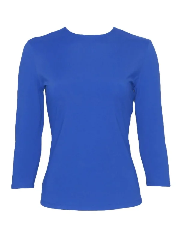 Three Quarter Sleeve Shell Shirt In Royal BlueGlitter Shirts