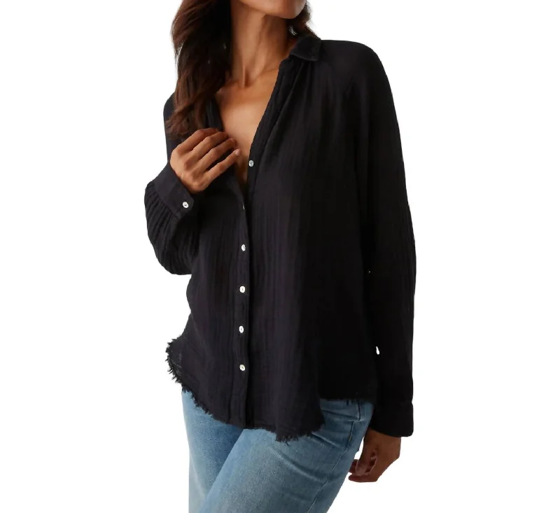 Toni Double Gauze Button Down Shirt In BlackGym Shirts