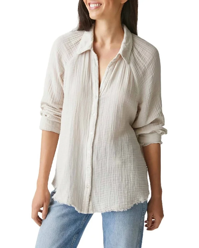 Toni Double Gauze Button Down Shirt In CementSheer Shirts