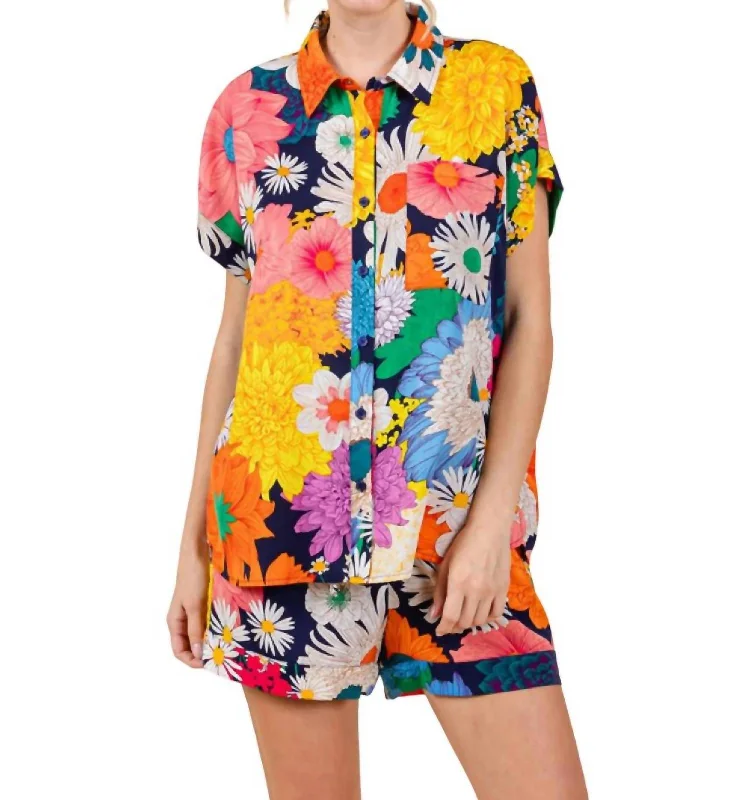 Tropical Vibes Summer Shirt In NavyRainproof Shirts