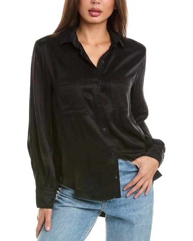 Two Pocket Bishop Sleeve Shirt In BlkDenim Shirts