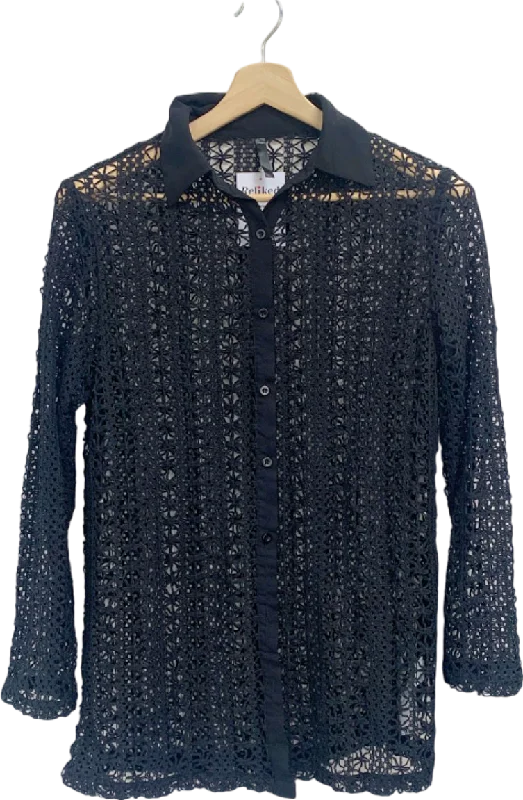 Black Crochet Lace Shirt UK SFormal Shirts