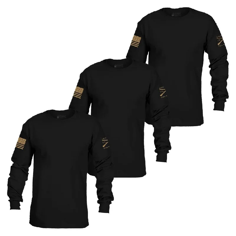 Basic Long Sleeve 3 Pack - BlackVintage T-Shirts