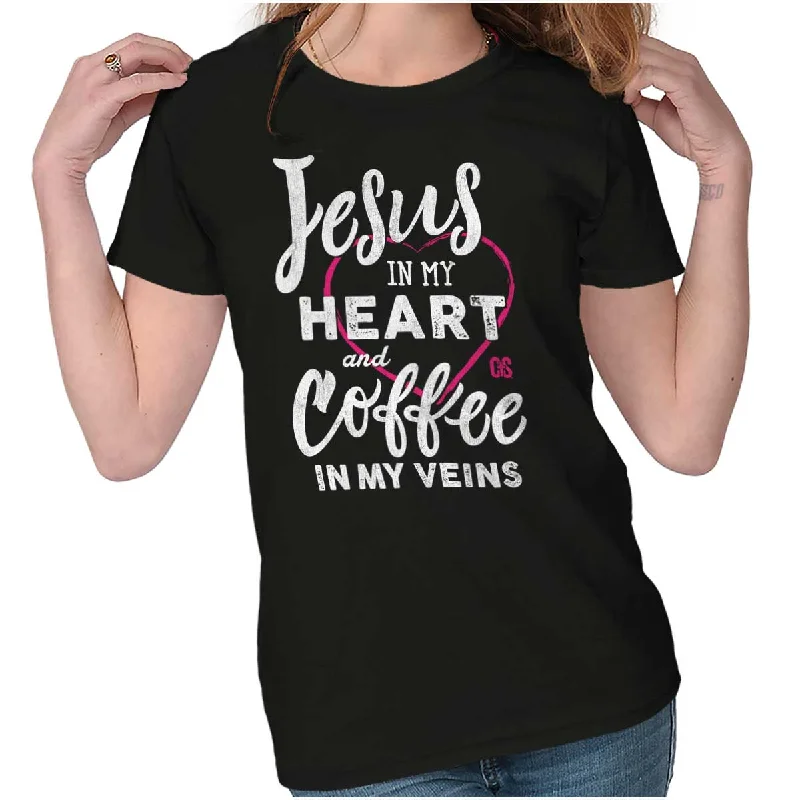 Coffee Veins Ladies T ShirtBoat Neck T-Shirts