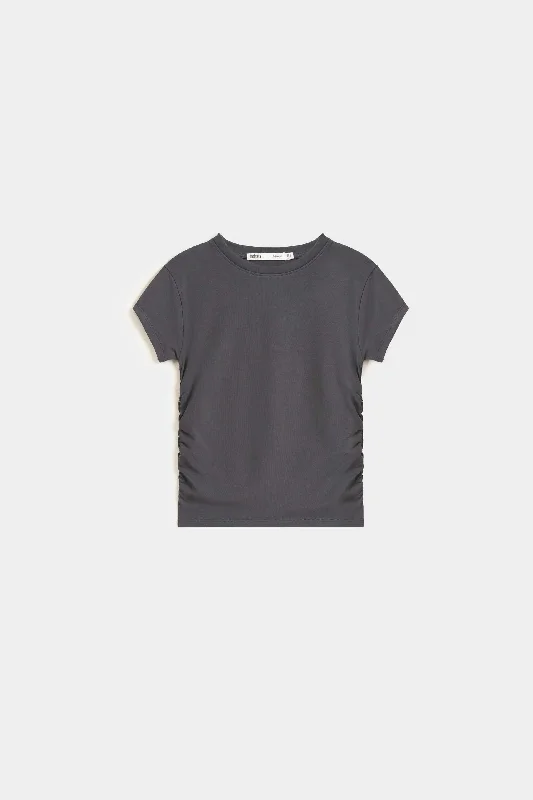 Cropped T-shirt With Side RuchingFitted T-Shirts