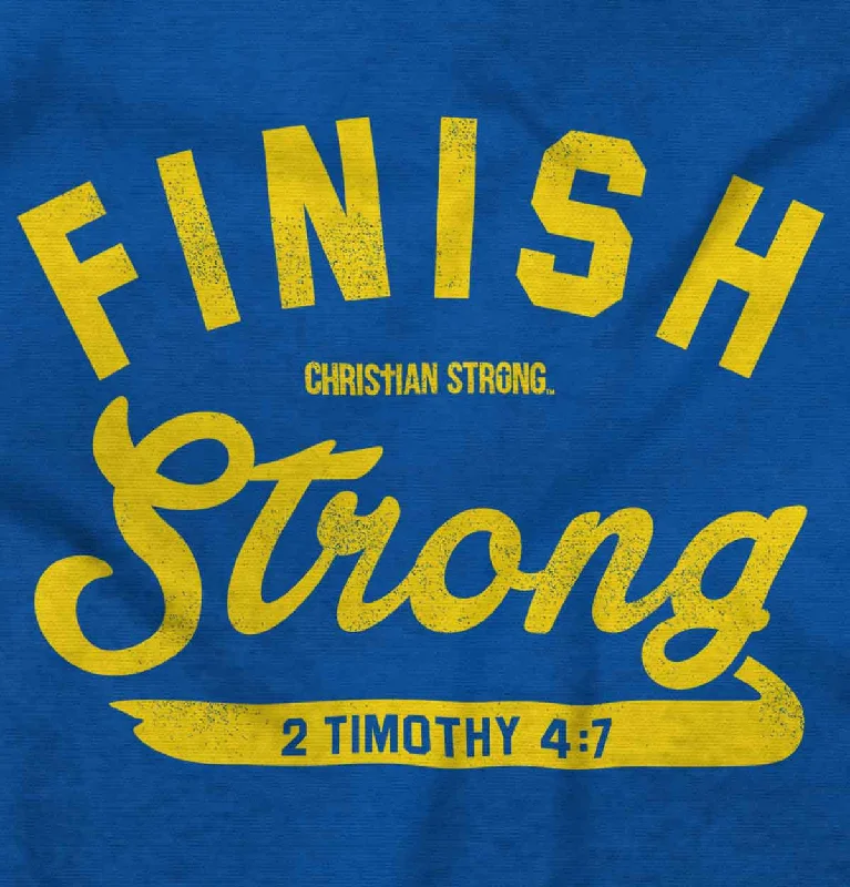 Finish Strong Scripture Junior Fit V-Neck T ShirtLayered T-Shirts