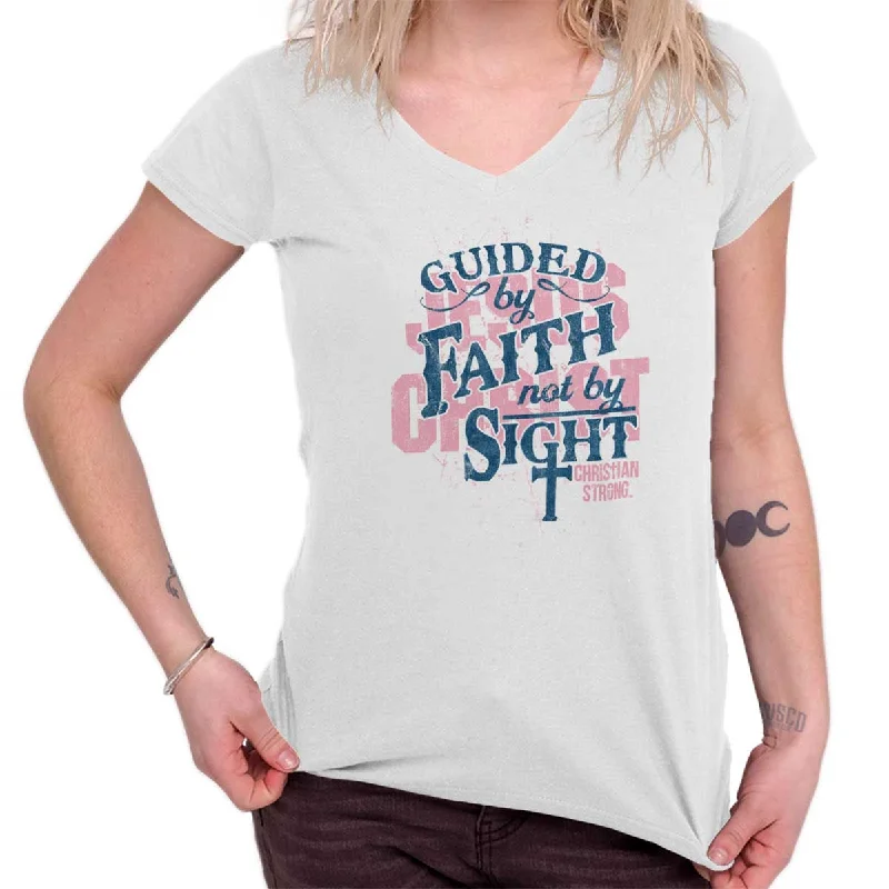 Guided by Faith Junior Fit V-Neck T-ShirtPocket T-Shirts