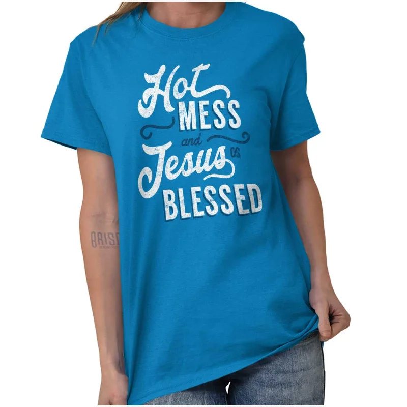 Hot Mess Blessed T ShirtRetro T-Shirts