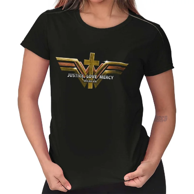 Justice Love Mercy Ladies T ShirtCamping T-Shirts