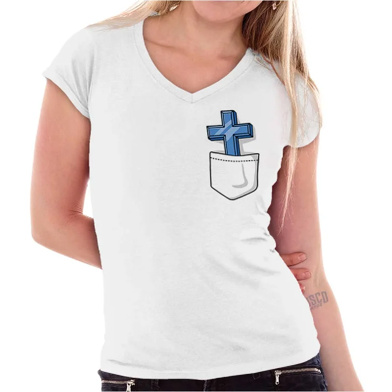 Pocket Cross Junior Fit V-Neck T ShirtV-Neck T-Shirts