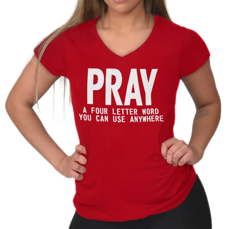 Pray Junior Fit V-Neck T ShirtHigh-Fashion T-Shirts