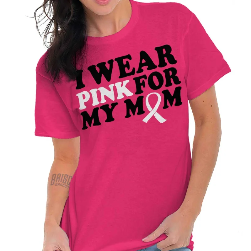 Wear Pink For My Mom T ShirtOff-Shoulder T-Shirts