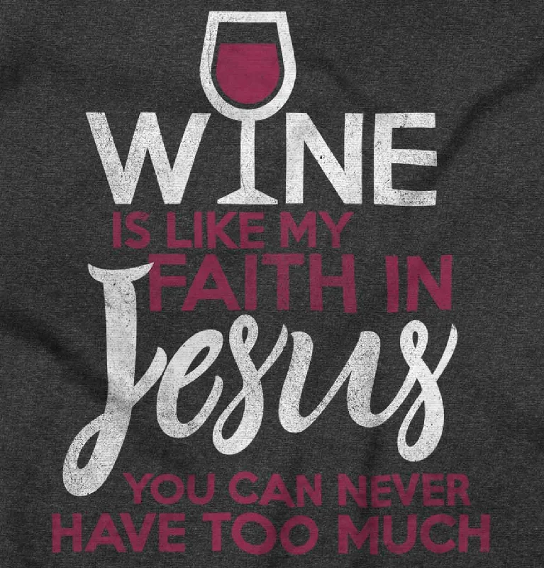 Wine Faith Jesus Junior Fit V-Neck T ShirtSequined T-Shirts