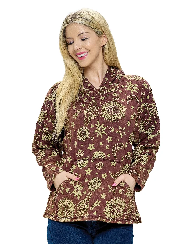 Glitter SweatshirtsHoodie Boho Universe Sun Moon Print