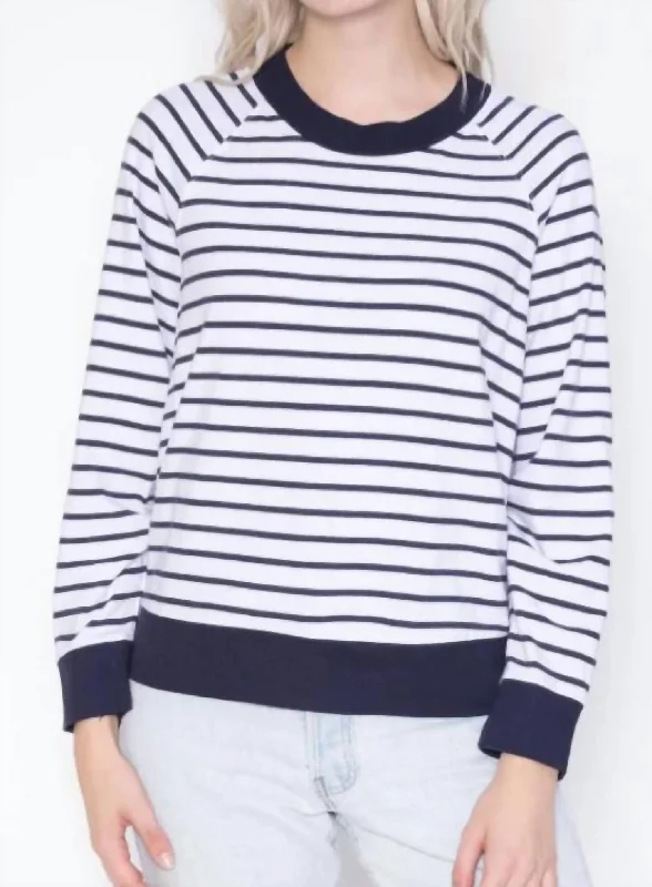 Minimalist SweatshirtsLong Sleeve Navy Ringer Sweatshirt Tee In Navy Stripe