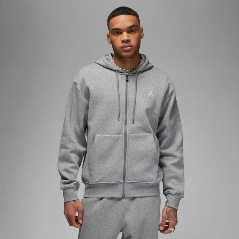 Beaded SweatshirtsNike Jordan Brooklyn Fleece Full Zip Hoodie Carbon Heather/White  FJ7771-091 Men's