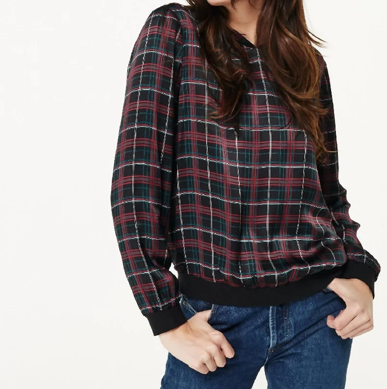 Painted HoodiesParker Tartan Plaid Hoodie In Black