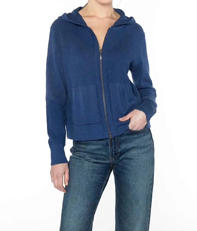 Sequined HoodiesRib Zip Hoodie In Azul