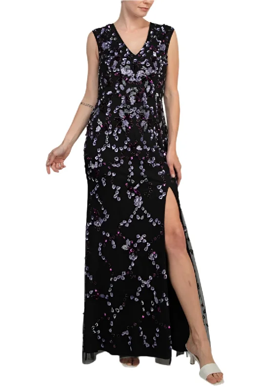 VNeckTopNovaAdrianna Papell Beaded V Neck Sleeveless Font Slit Gown