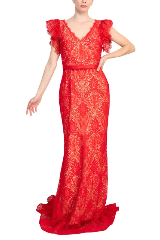 VNeckTopIronJovani Lace With a V-Neckline Sheath Gown