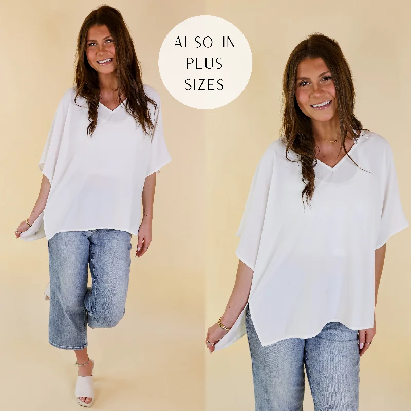 VNeckTopInfinityMajestic Moment V Neck Poncho Top in Ivory